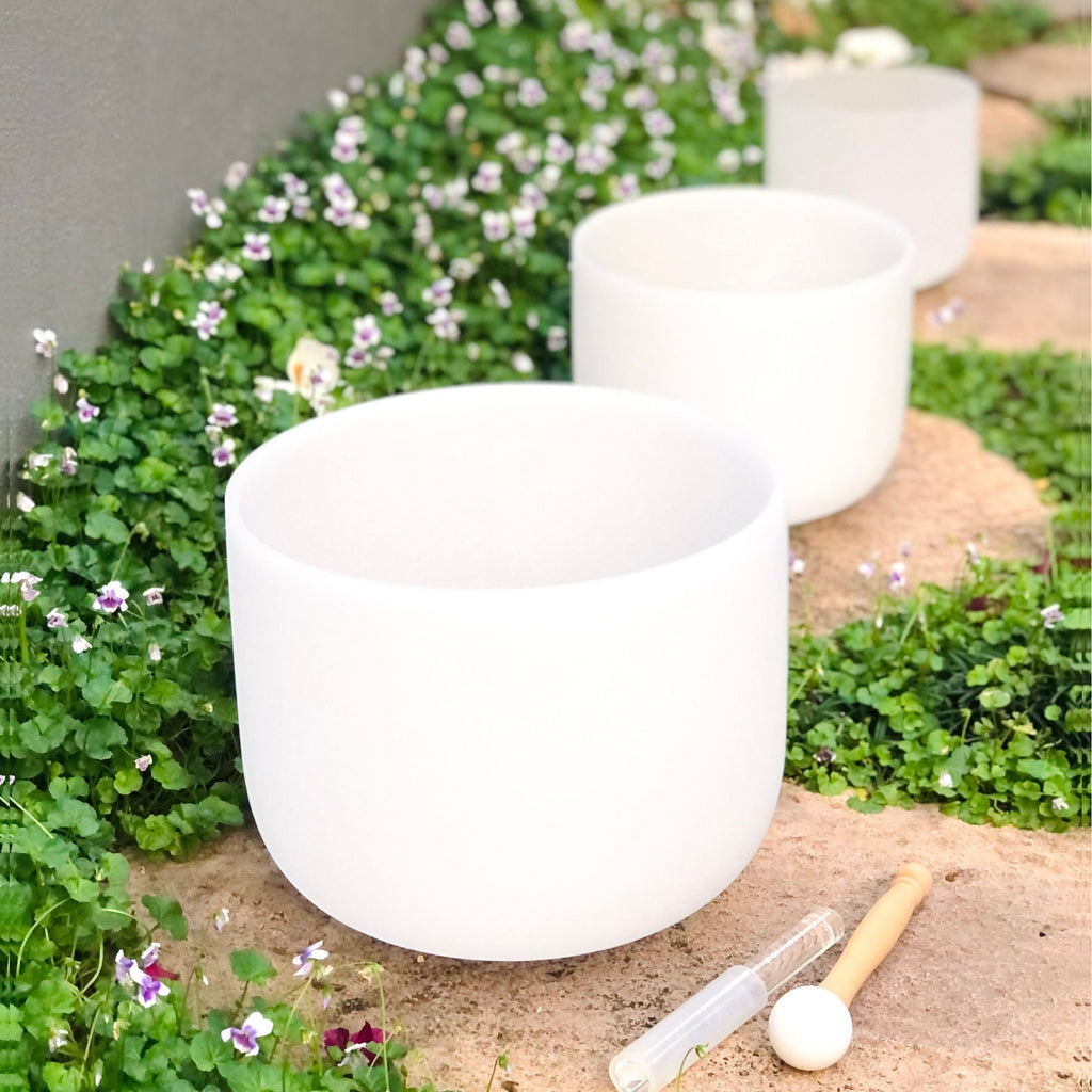 Set of 3 White Sound Therapy Bowls