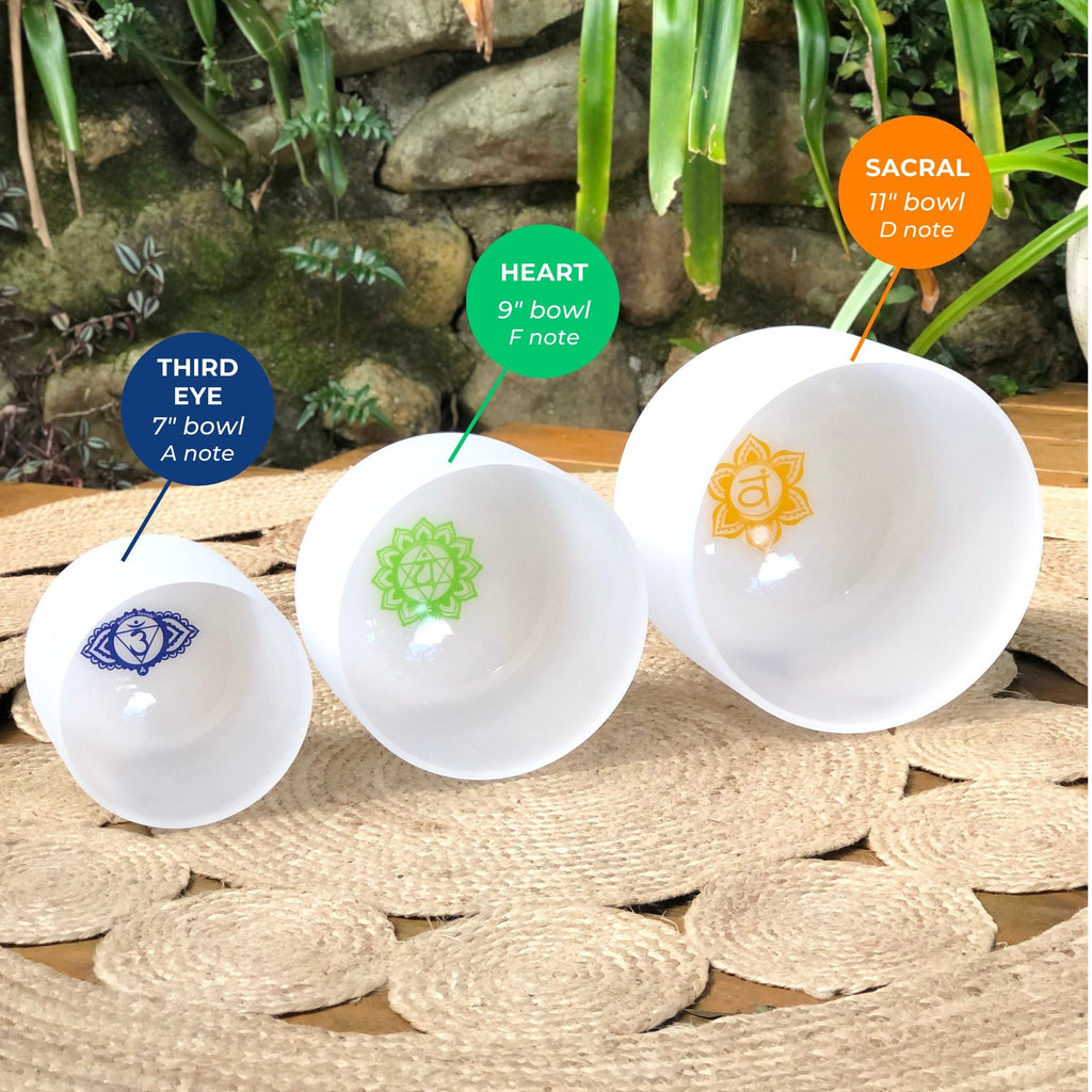 Set of 3 White Sound Therapy Bowls