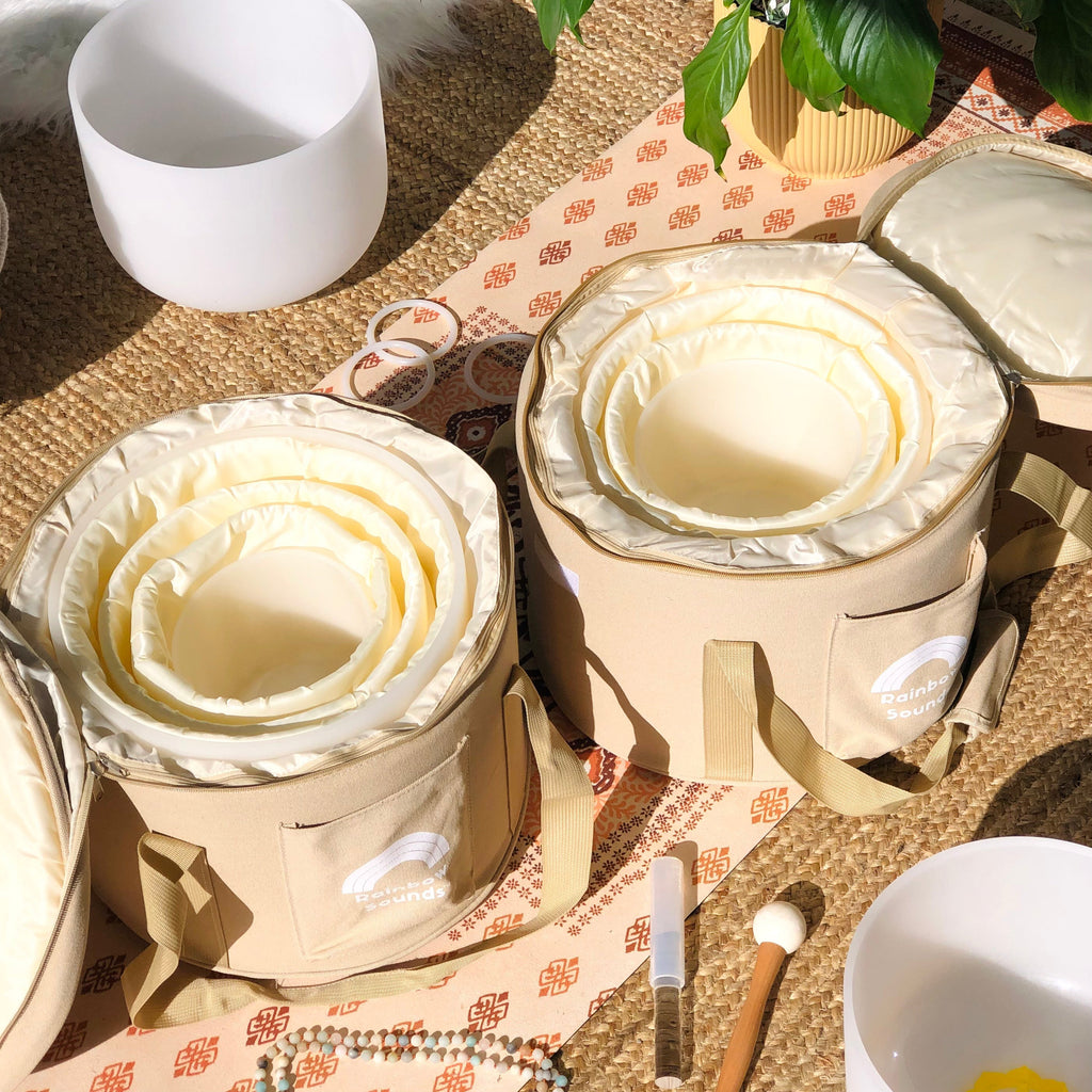 Set of 3 White Sound Therapy Bowls