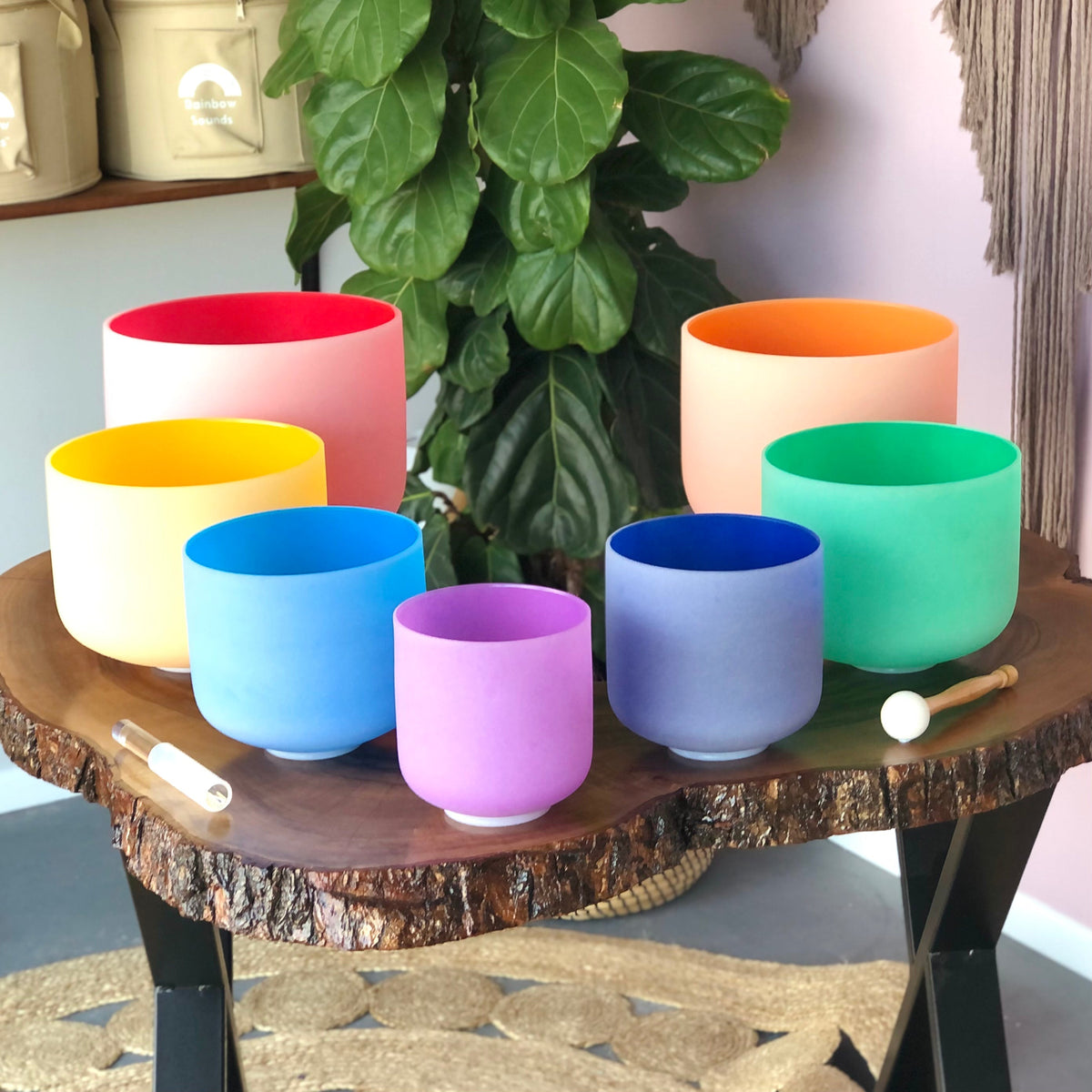 Set of 7 Rainbow Color Sound Therapy Bowls