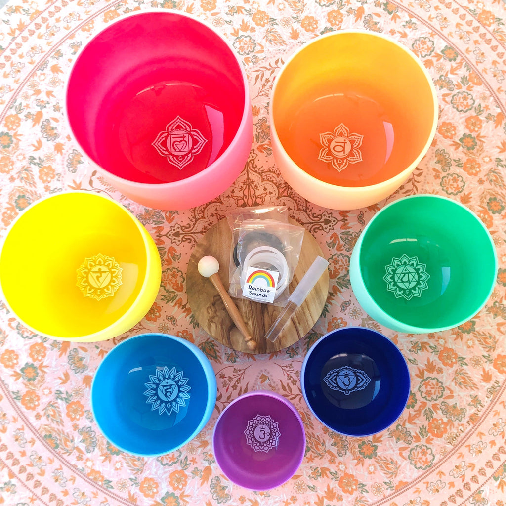 Set of 3 Rainbow Color Sound Therapy Bowls