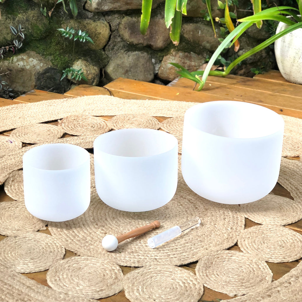 Set of 3 White Sound Therapy Bowls