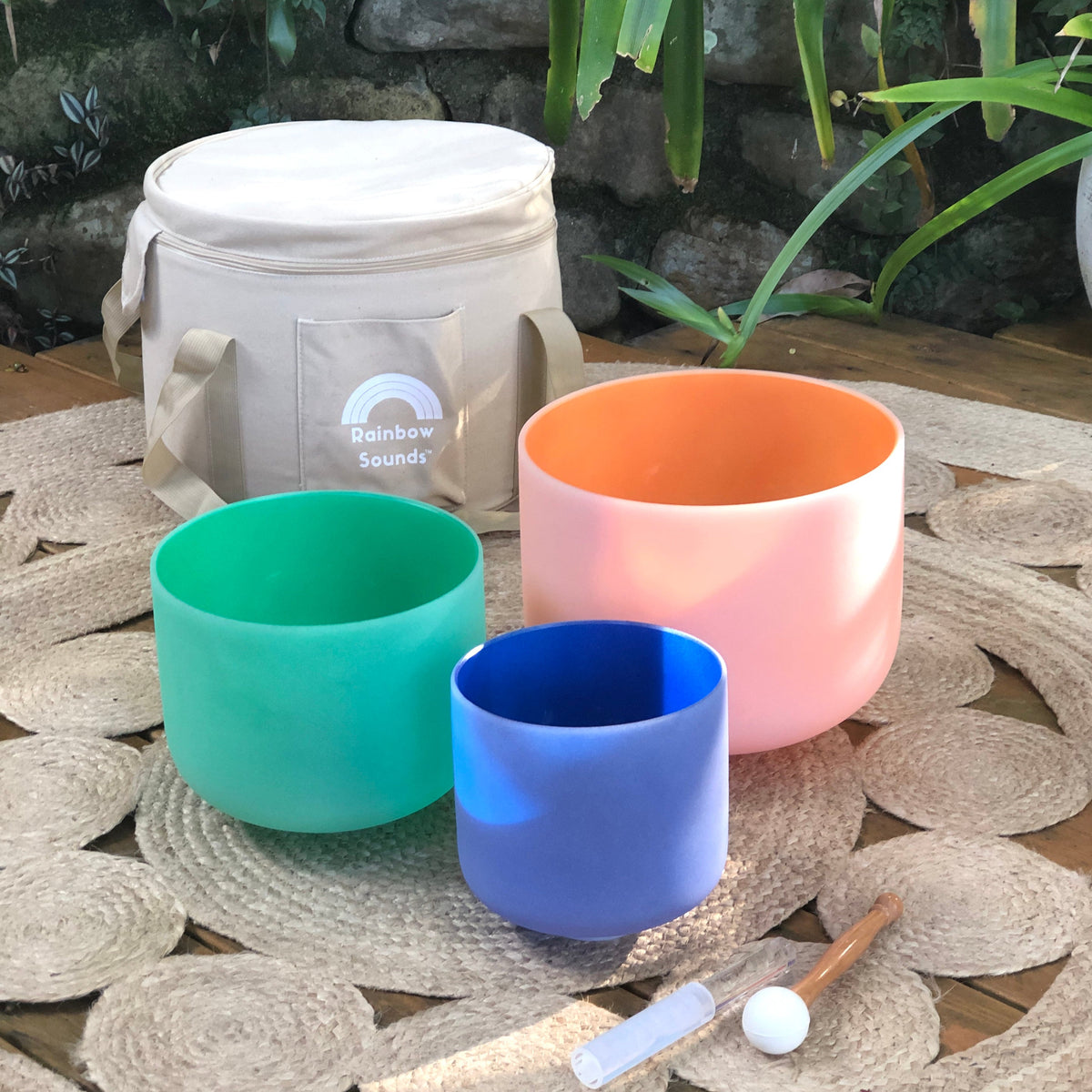 Set of 3 Rainbow Color Sound Therapy Bowls
